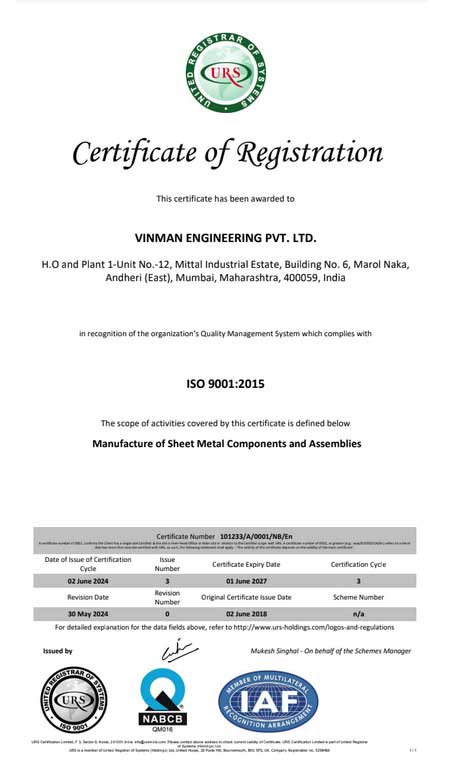 ISO 9001-2008 CERTIFICATE Vinman