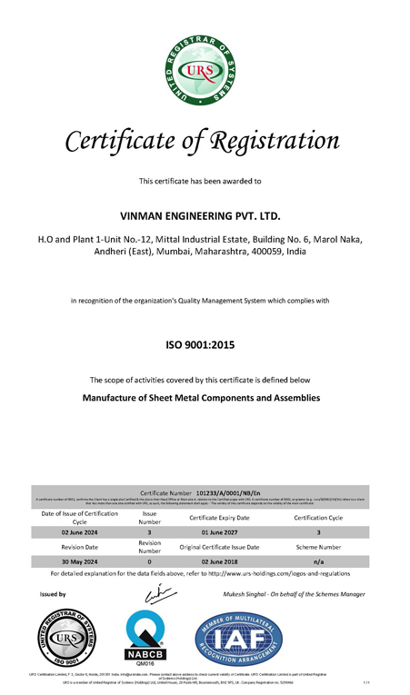 ISO 9001-2008 CERTIFICATE Vinman